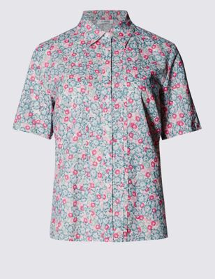 Pure Cotton Ditsy Floral Dobby Shirt
